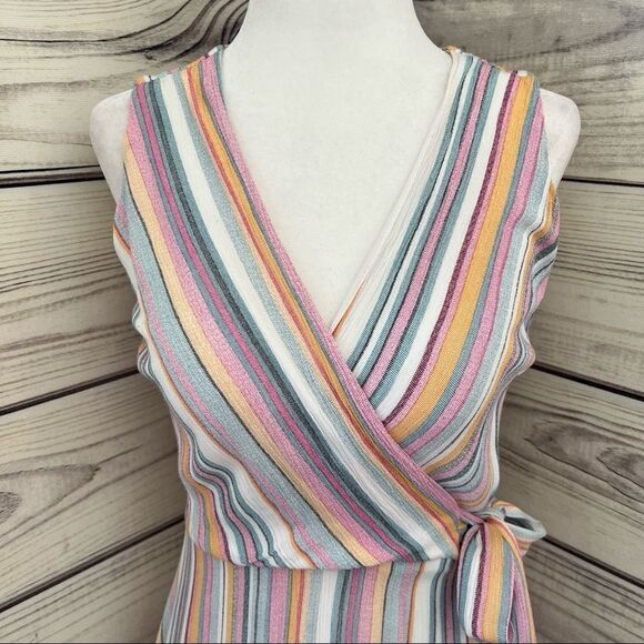 ANAMA Multicolor Striped Sleeveless Wrap Dress Size XS - Picture 2 of 7